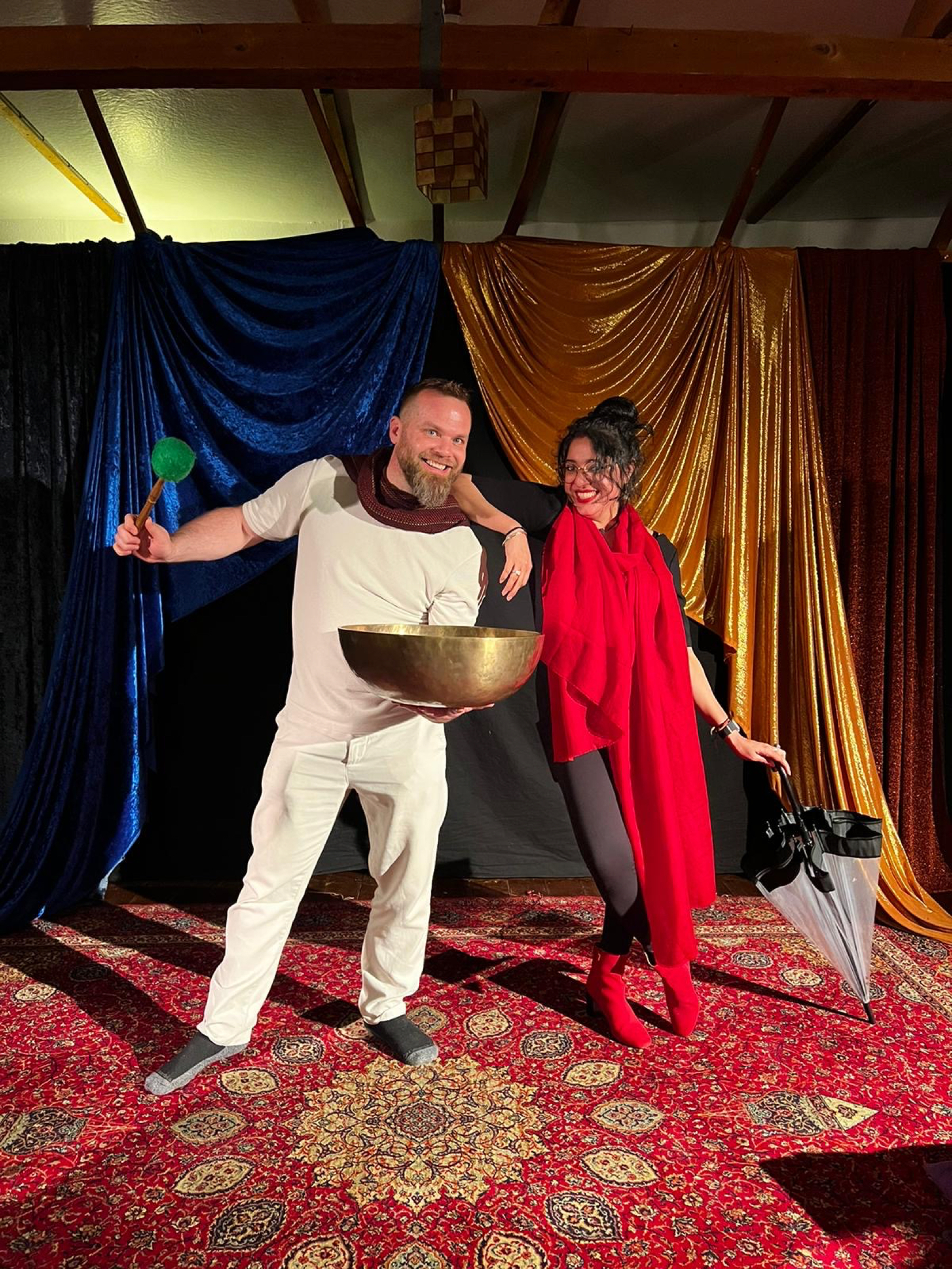 Performance image from a reflective storytelling evening.