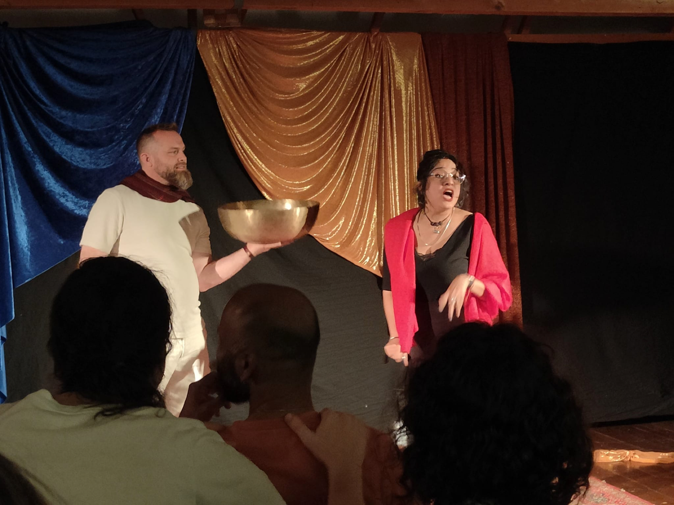 Spaces of Sound session with listeners moving through story and rhythm together.