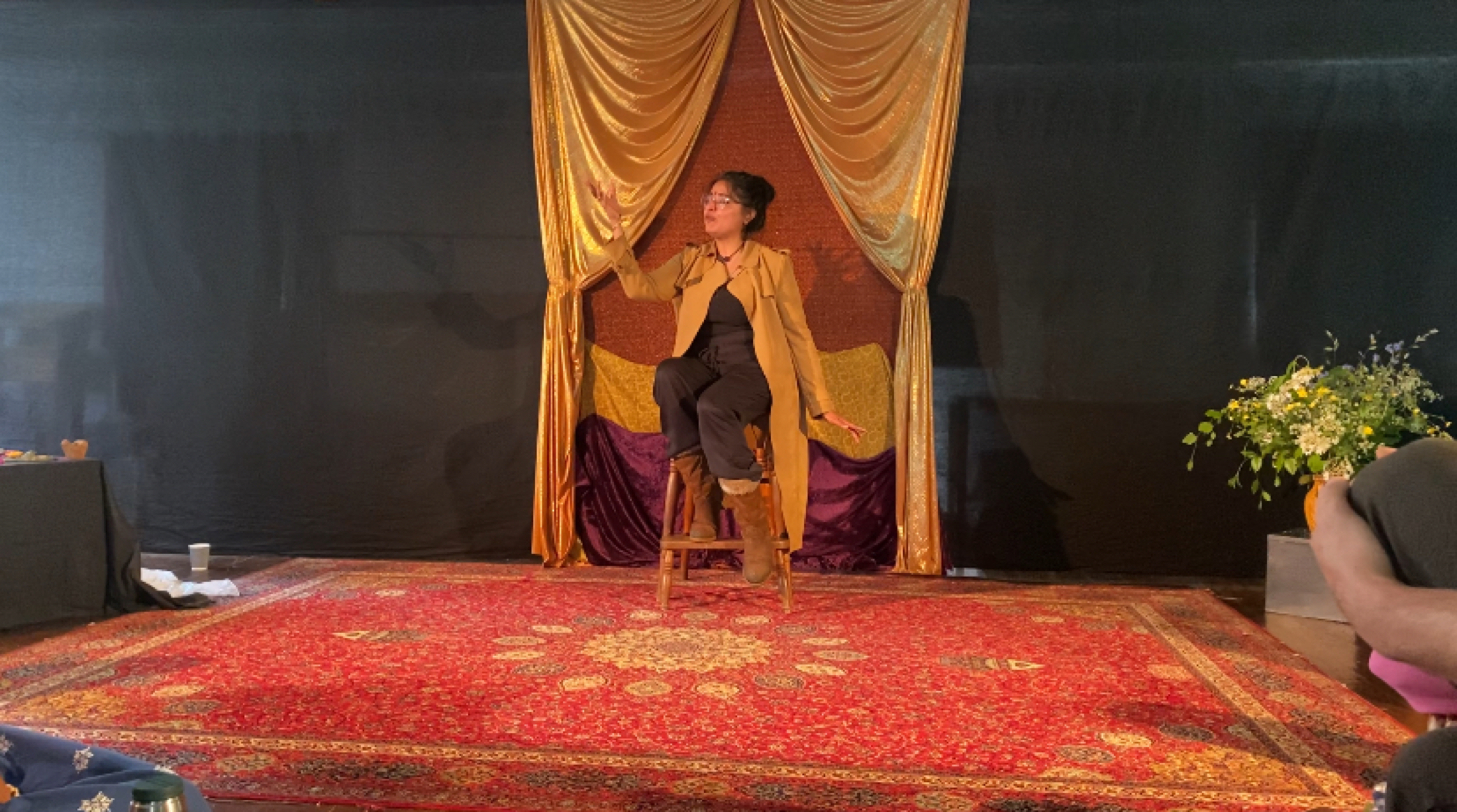 Panoramic still from a storytelling venue.